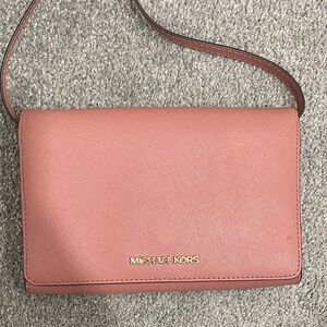 Michael Kors Pink Saffiano Crossbody with Gold Logo